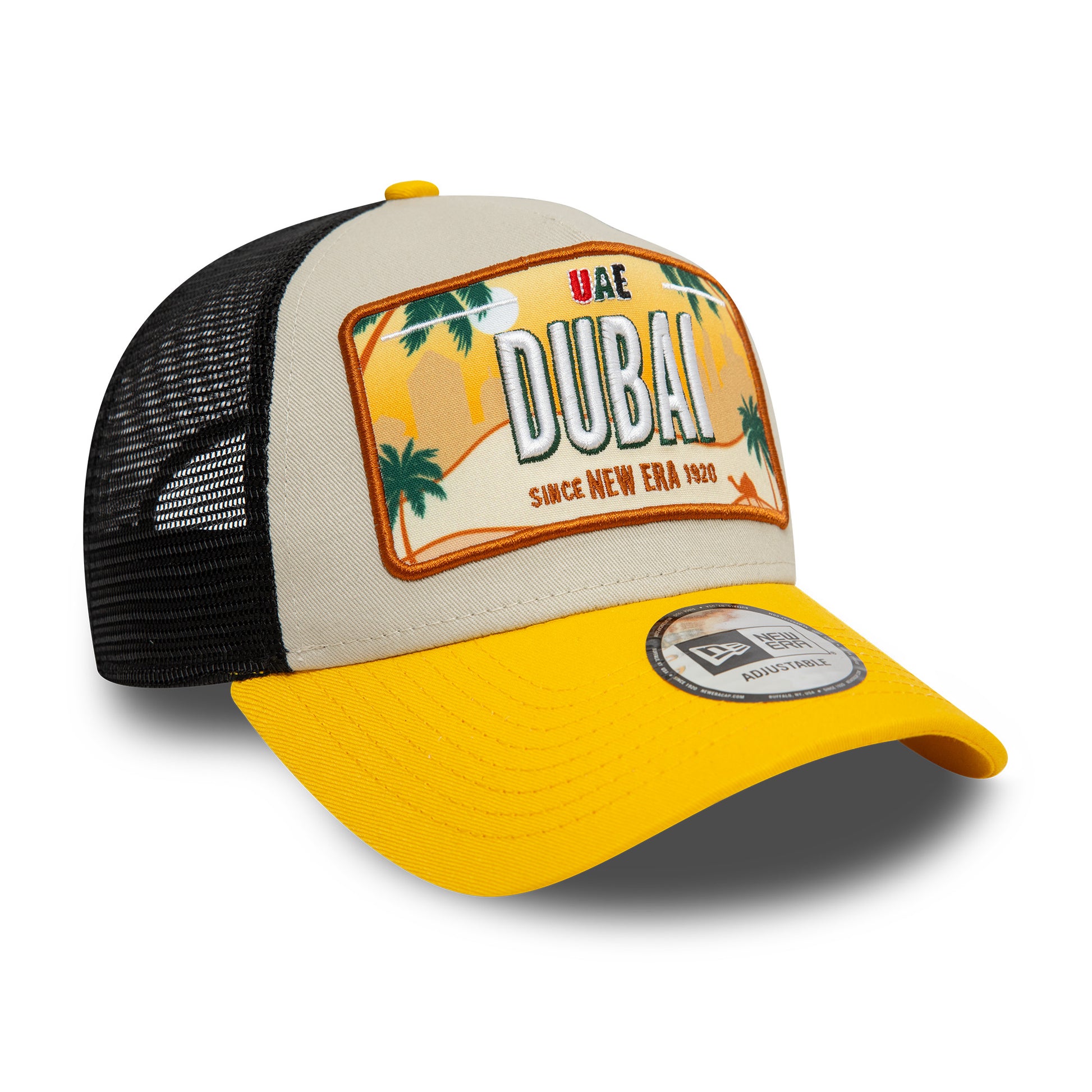 9Forty Trucker License Plate New Era Branded - Stone/Grilled Yellow