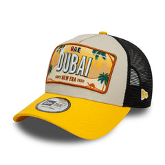 9Forty Trucker License Plate New Era Branded - Stone/Grilled Yellow