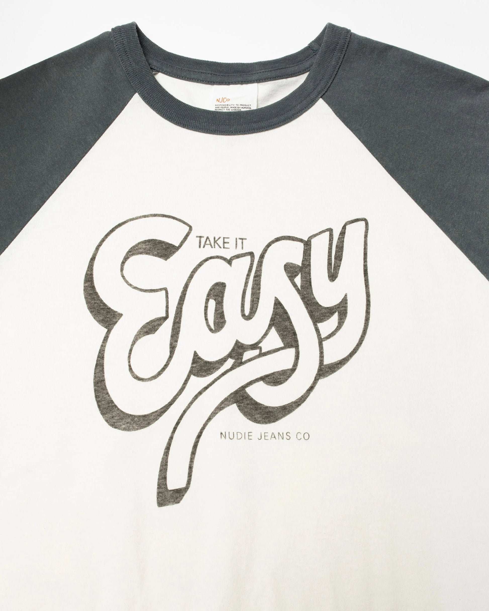 Roy Raglan T-Shirt Take It Eas - Offwhite/Black