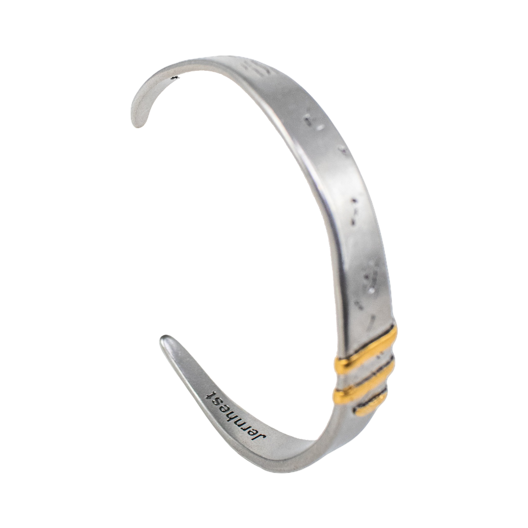 Flats armband - Oxiderad Silver med Guld band