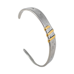 Flats armband - Oxiderad Silver med Guld band