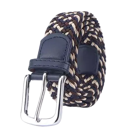 Braided belt - Beige/Brown/Navy