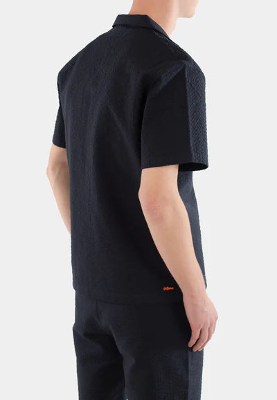 Brody seersucker shirt - Dark Navy