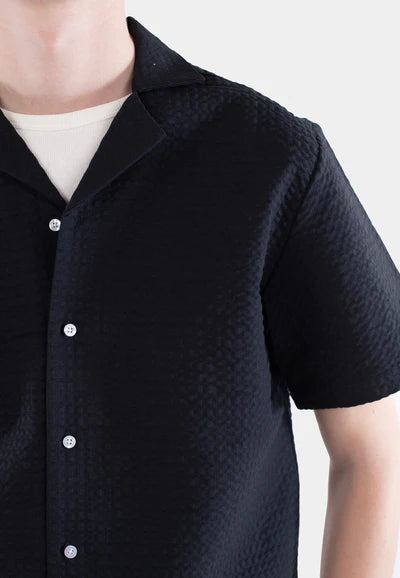Brody seersucker shirt - Dark Navy