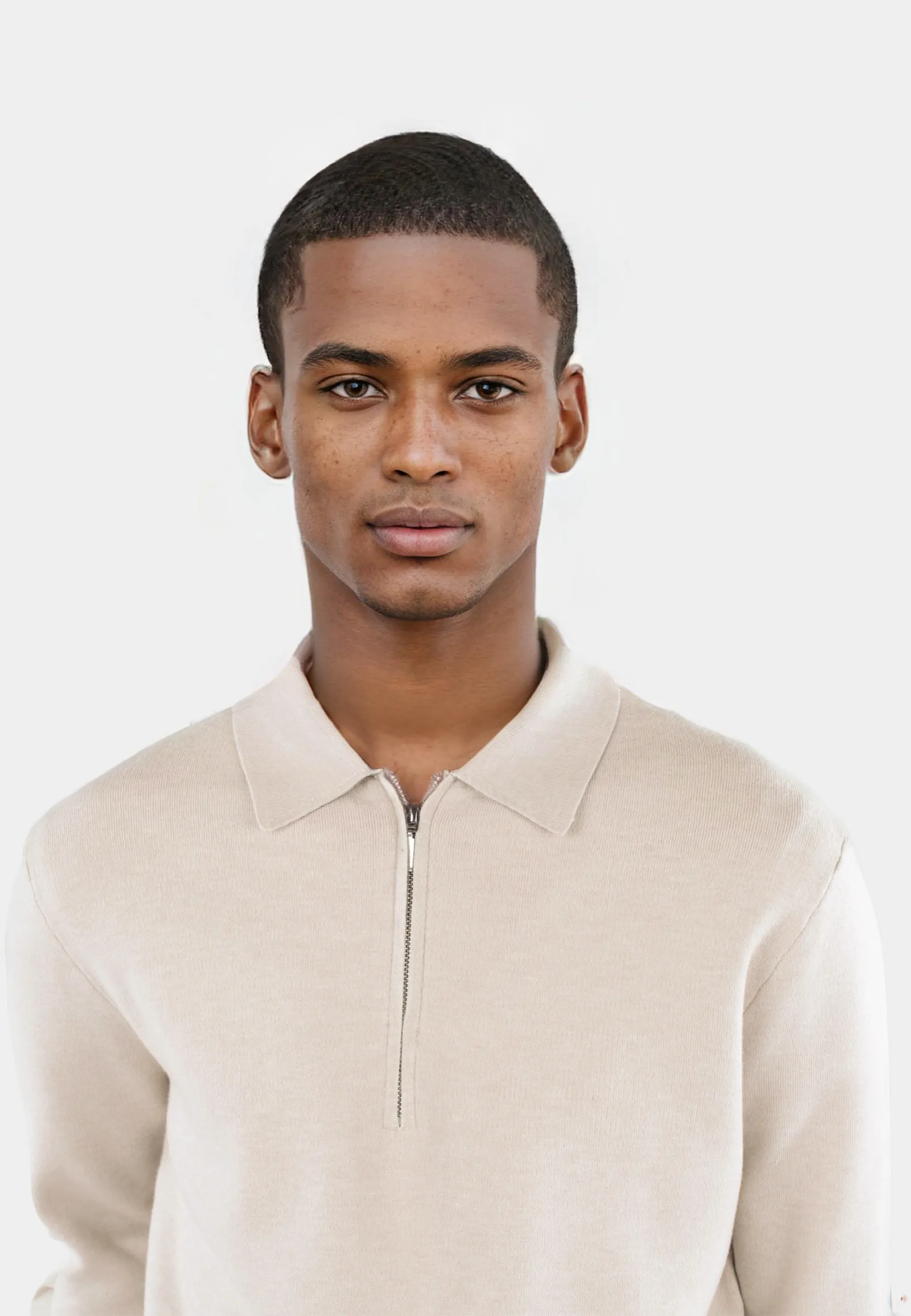 Caleb Knitted Half Zip - Beige