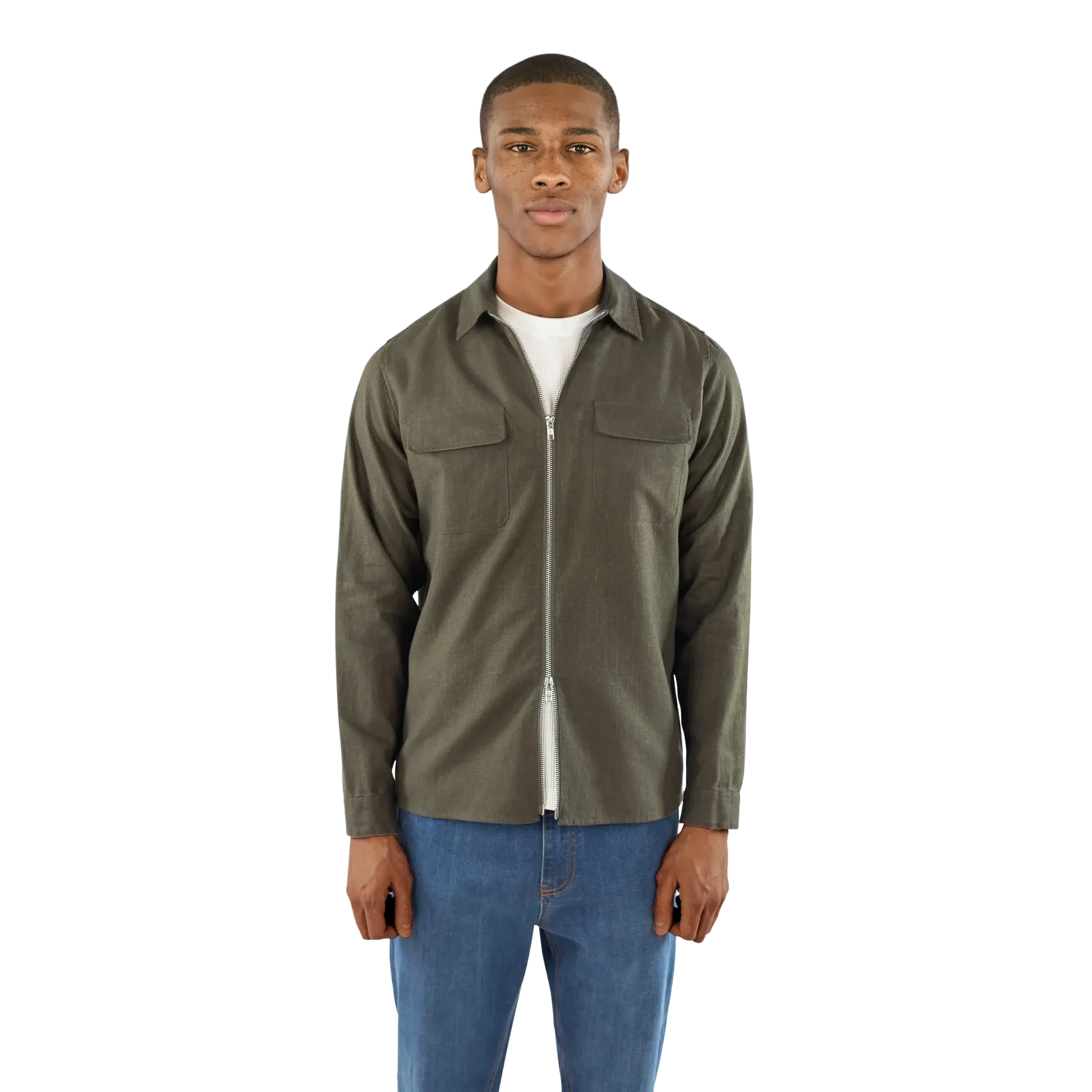 Quincy linen overshirt - Forest Green