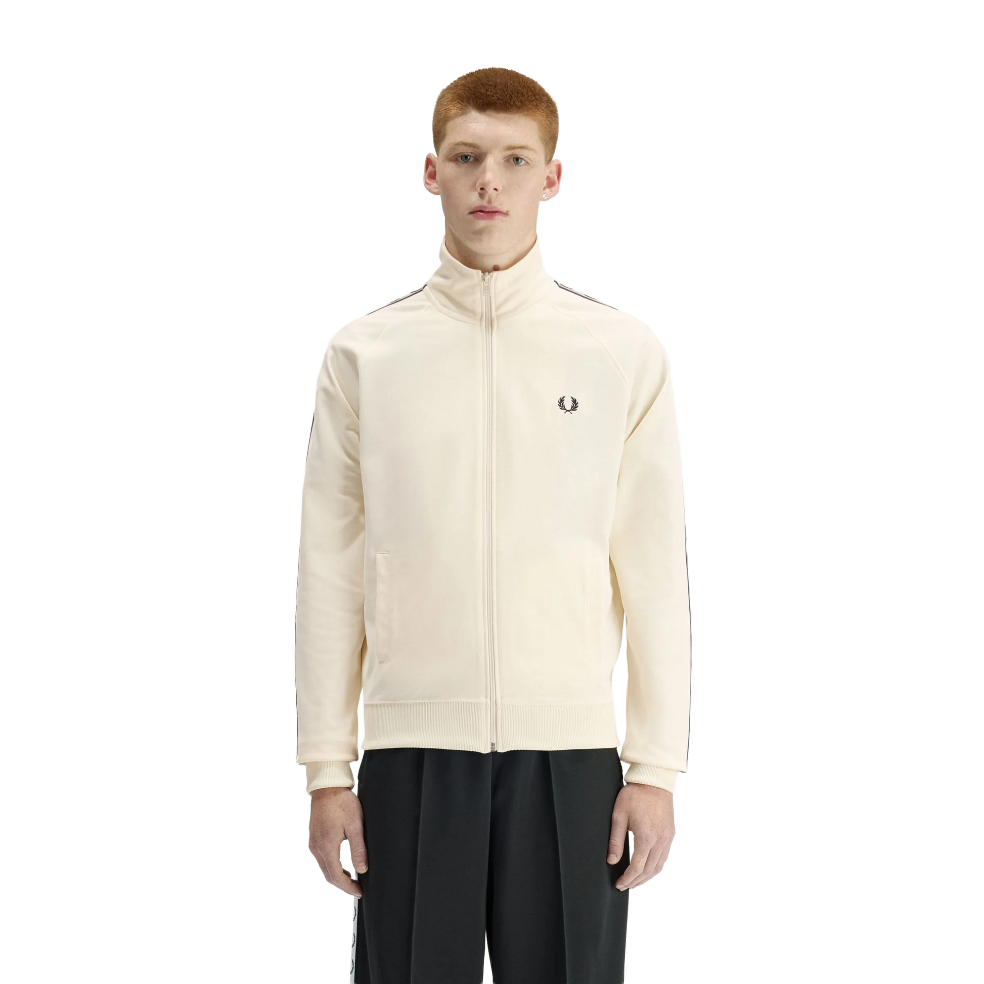 Contrast Tape Track Jacket - Ecru/Navy/Seagrass
