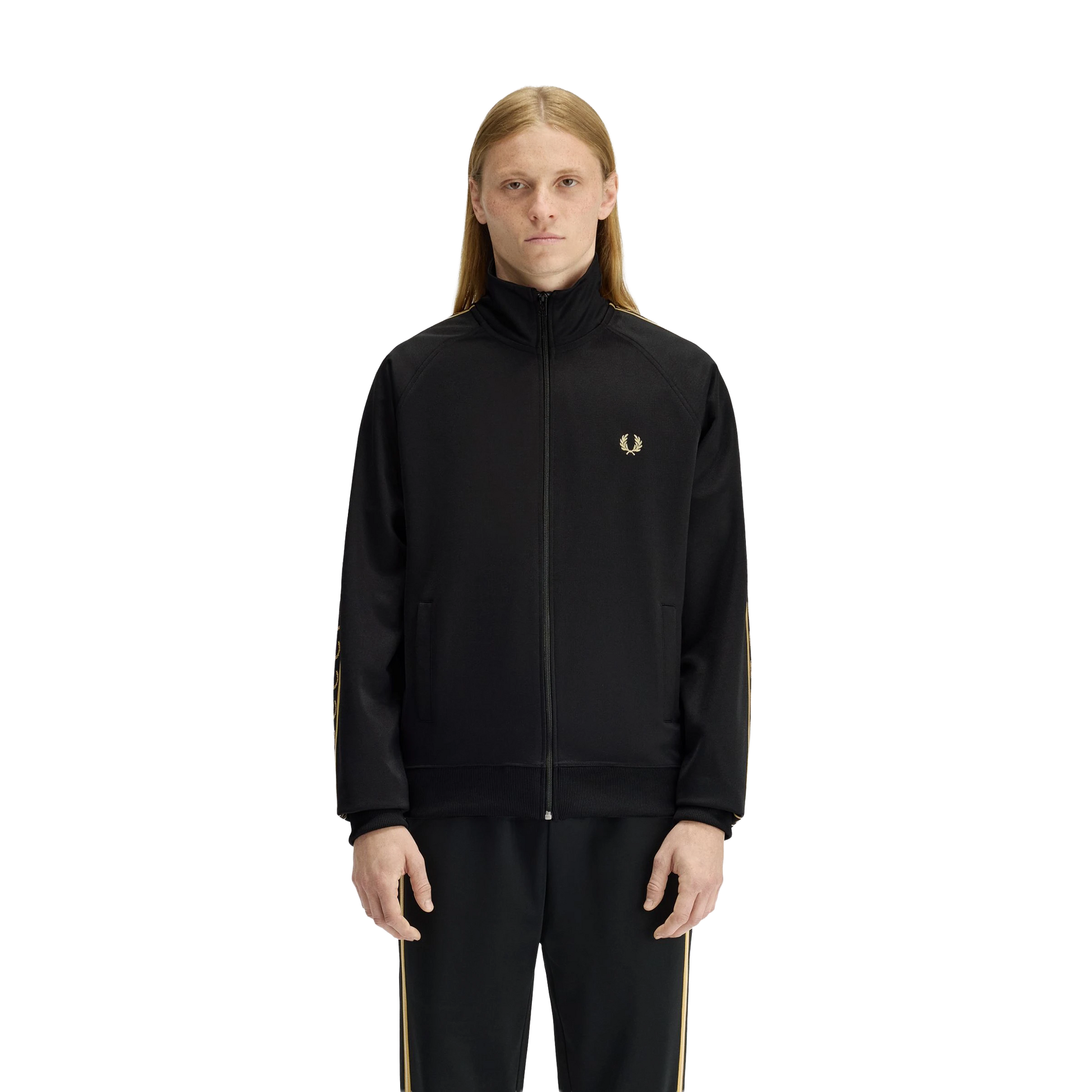 Contrast Tape Track Jacket - Black/Champagne