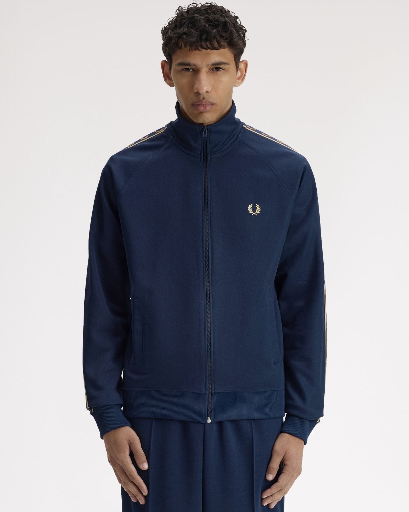 Contrast Tape Track Jacket - Tennis Blue/Champagne