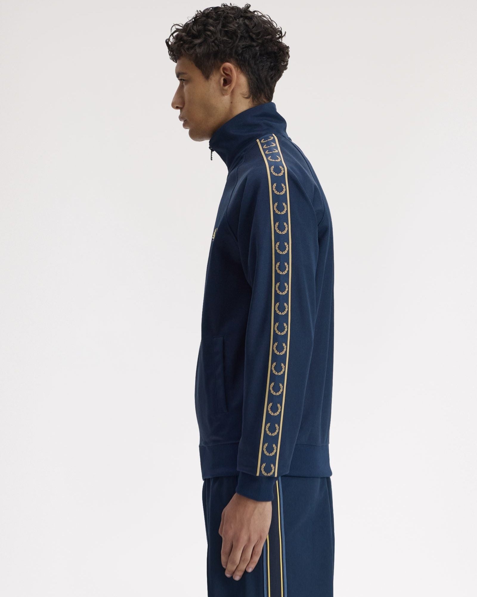 Contrast Tape Track Jacket - Tennis Blue/Champagne