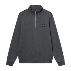 Piece Half-Zip Sweatshirt 2.0 - Charcoal Melange/Olympian Blue-Dark Navy
