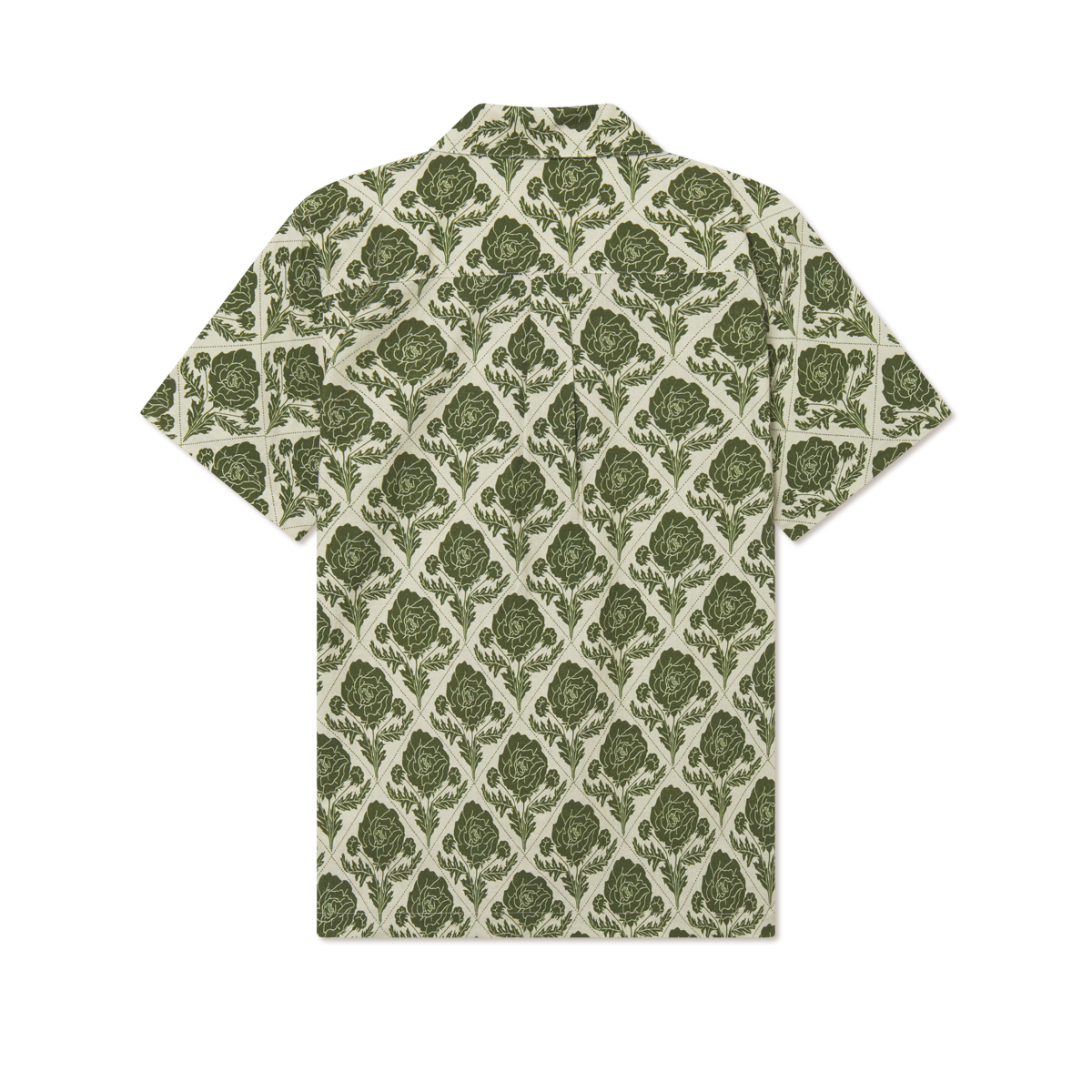 Lesley Flower Tile AOP Short-sleeve Shirt - Vintage Green/Ivory