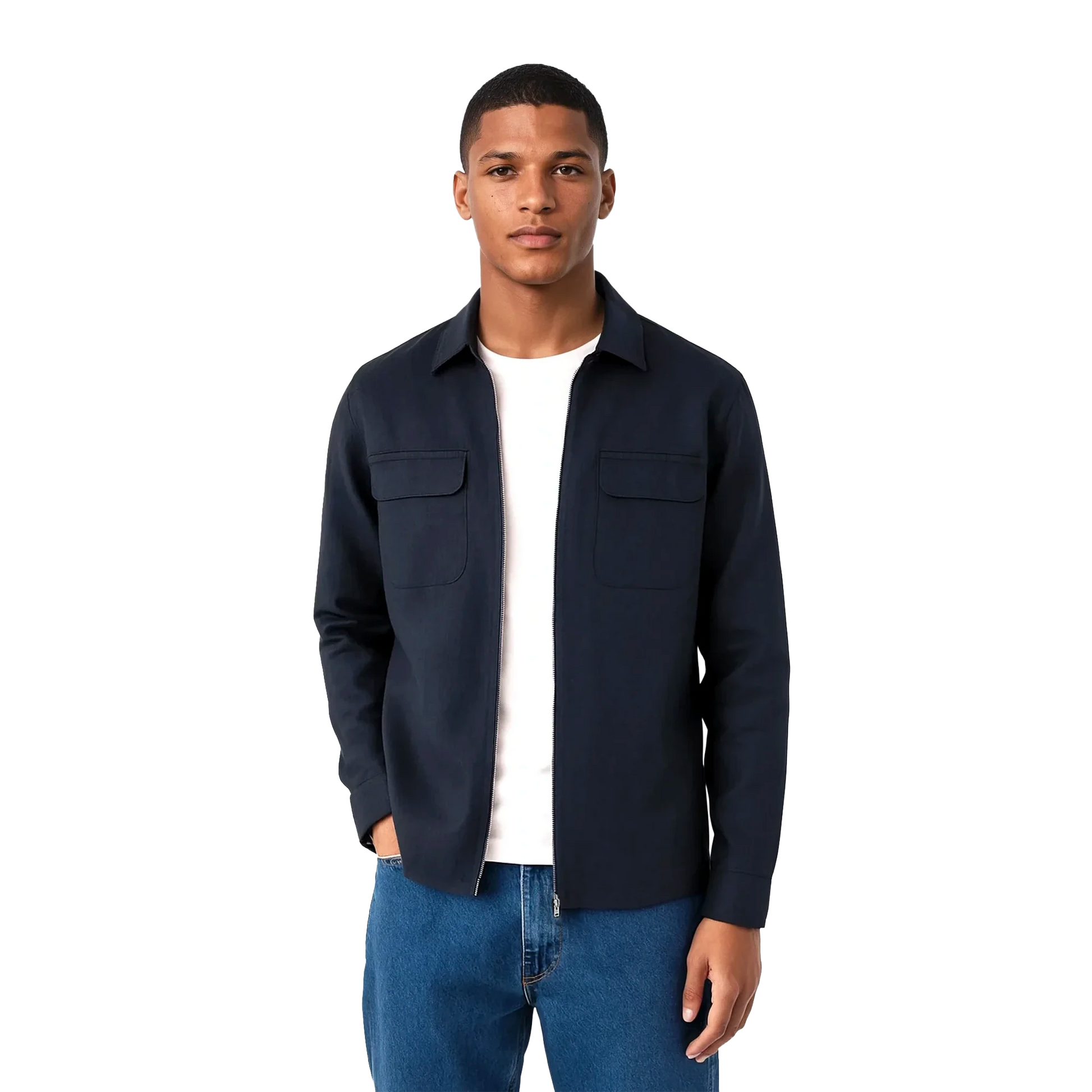 Quincy linen overshirt - Midnight ocean blue