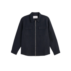 Quincy linen overshirt - Midnight ocean blue