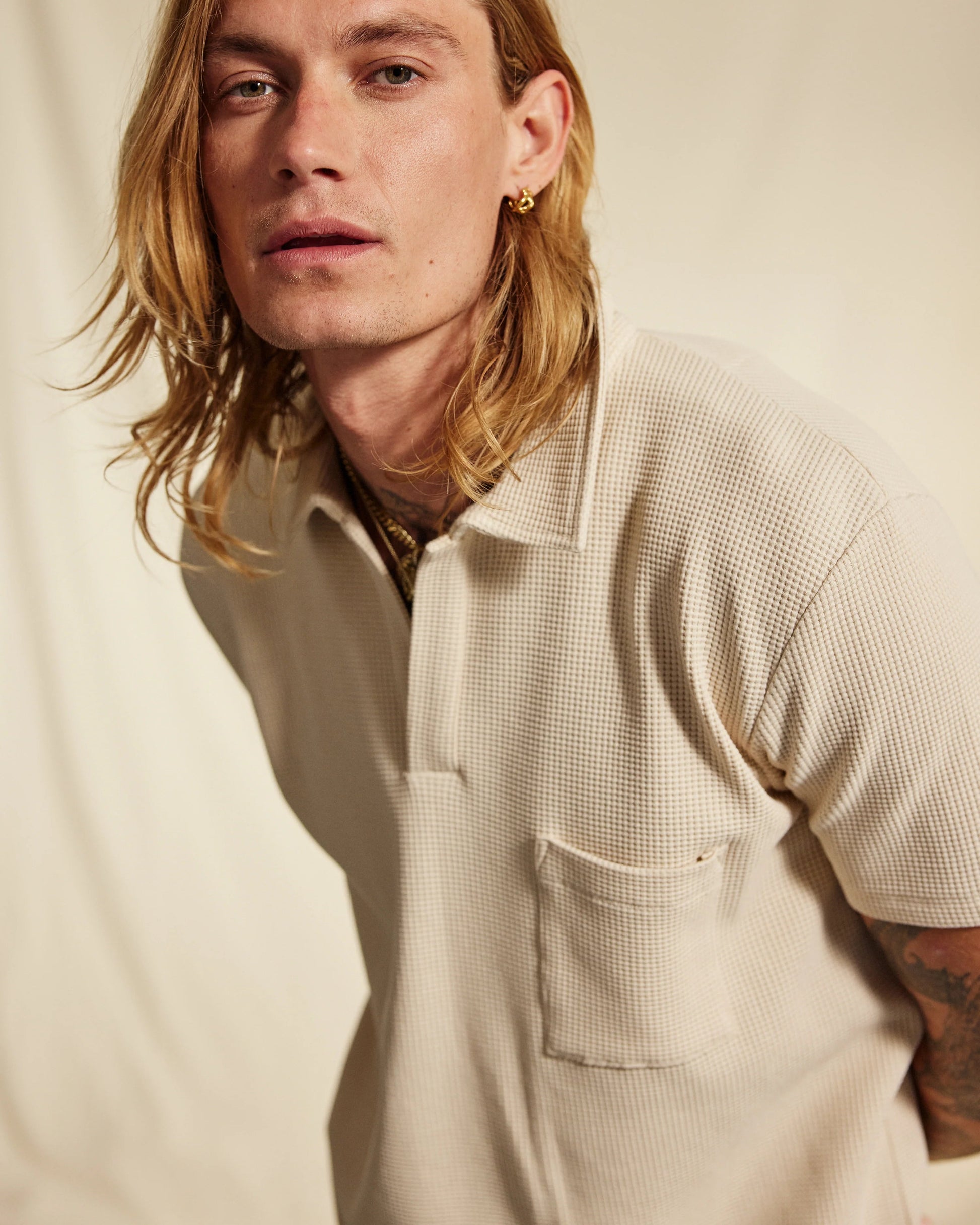 Melrose Polo Waffle - CREME
