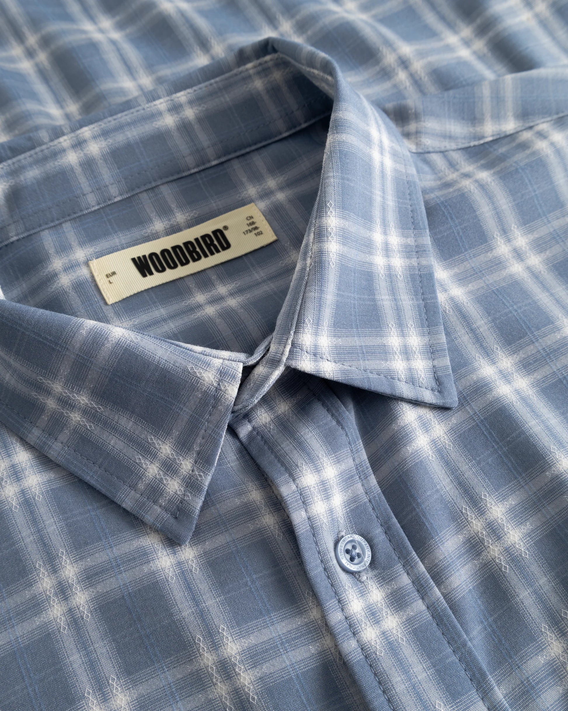 Jong Dobby Check Shirt - Light Blue