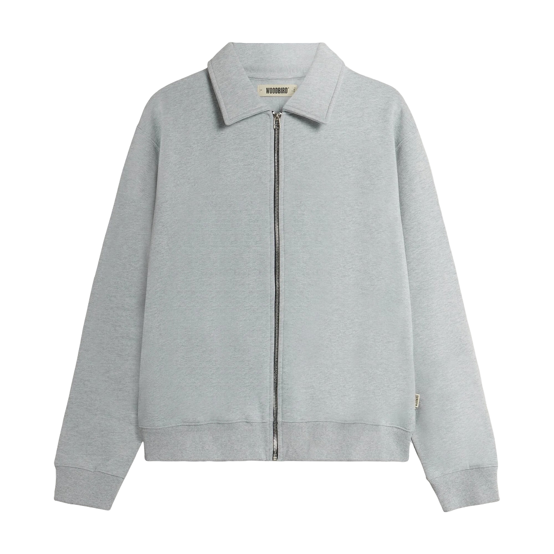 Tom Full Zip Polo - Snow Melange