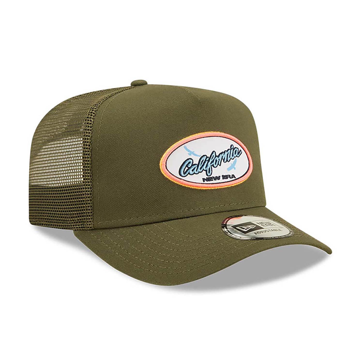 9Forty A-Frame Oval State Trucker Newera - New Olive/Yellow