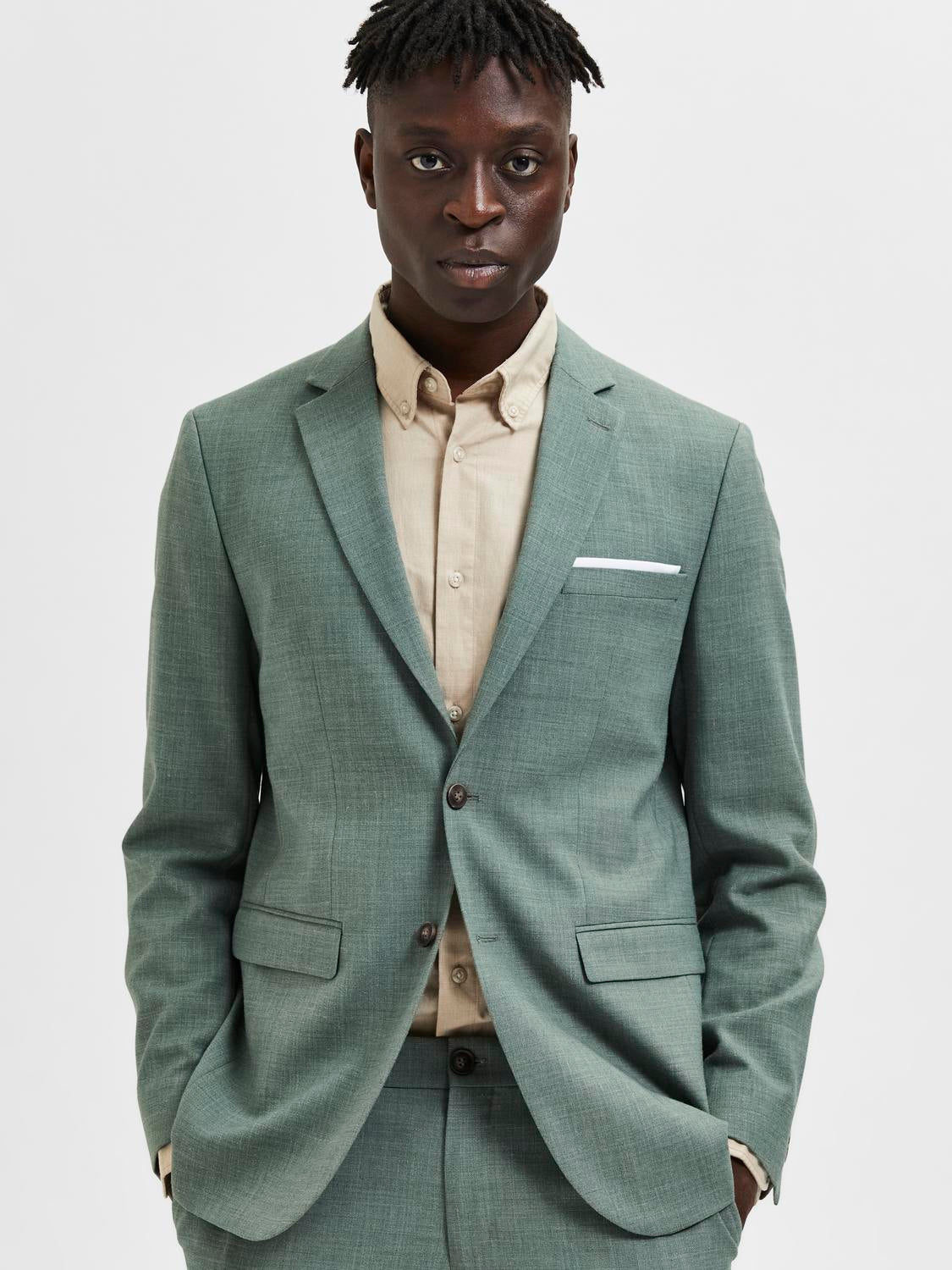 Oasis Linen Blazer - Light Green Melange