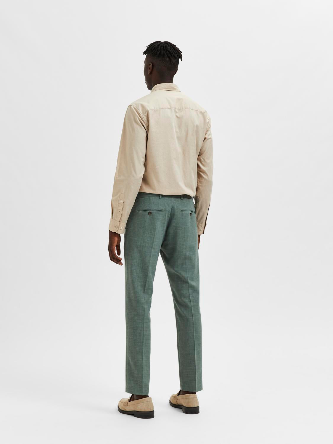 Oasis Linen Trousers - Light Green Melange