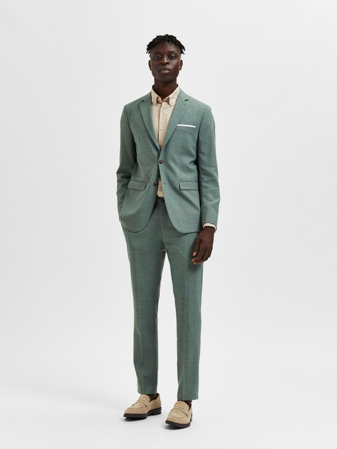 Oasis Linen Trousers - Light Green Melange