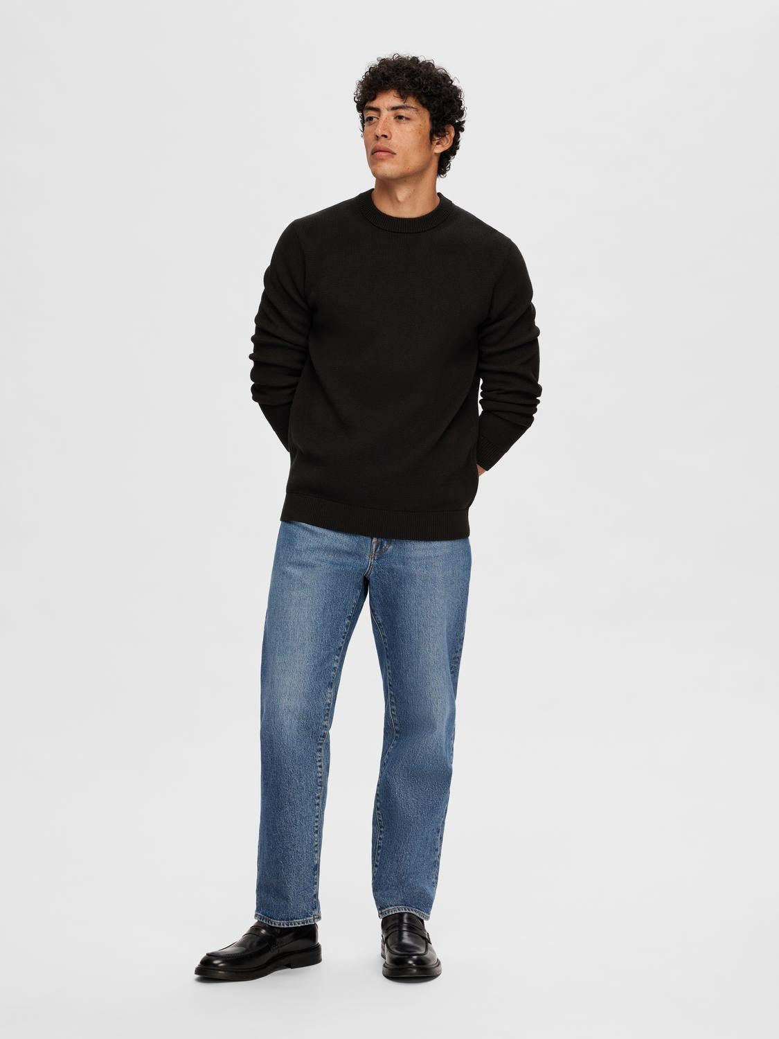 Dane Knit Structure Crew - Black