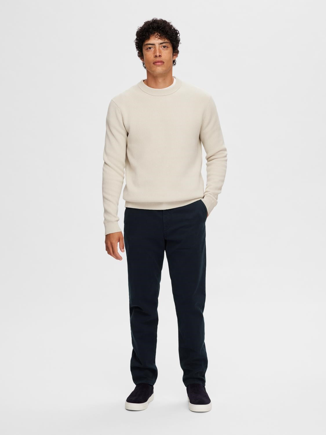 Dane Knit Structure Crew - Oatmeal