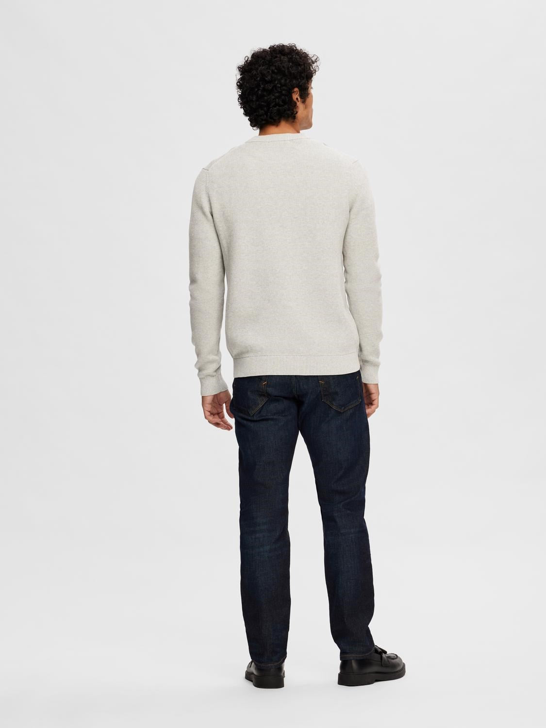 Dane Knit Structure Crew - Light Grey Melange