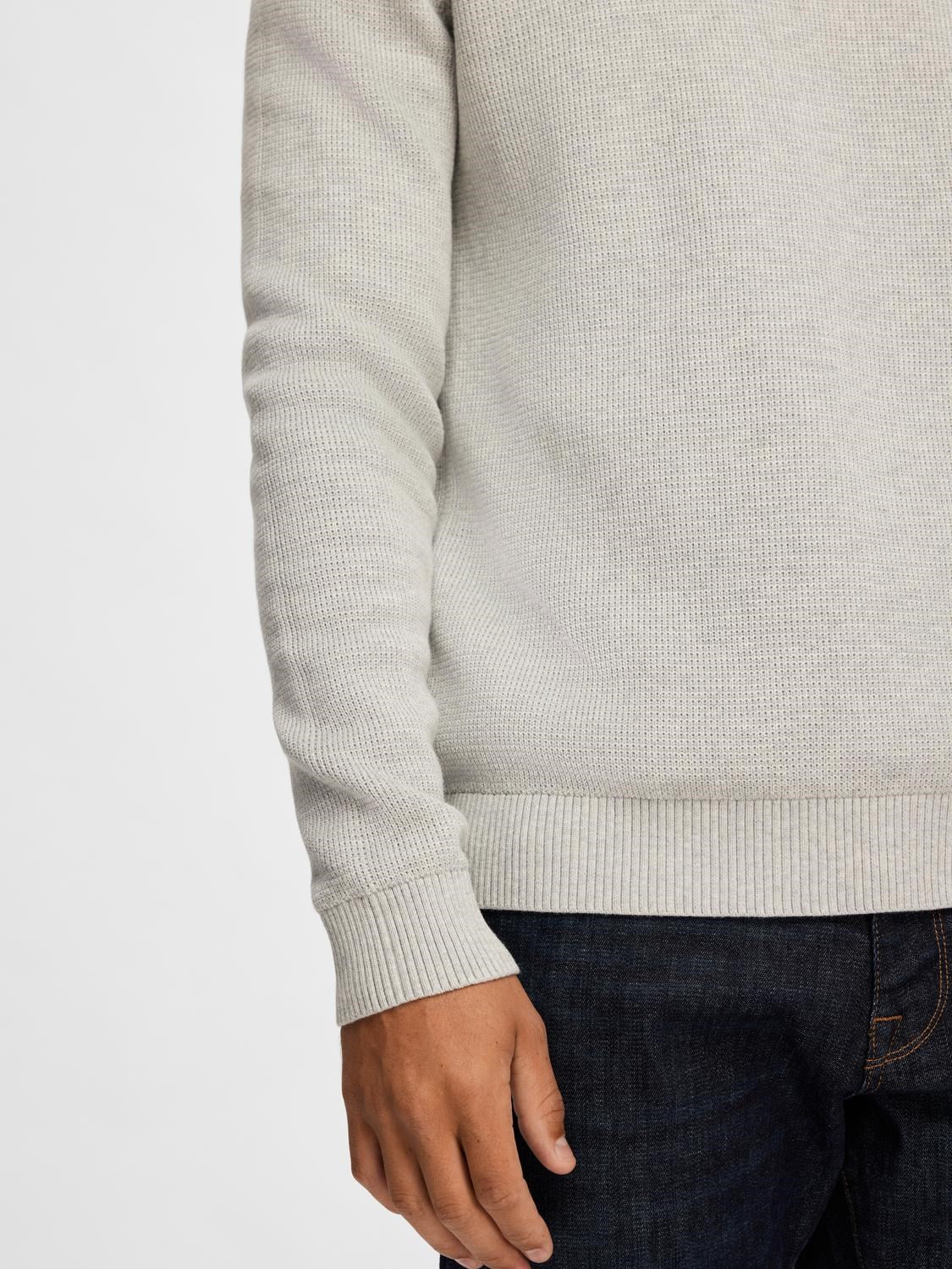 Dane Knit Structure Crew - Light Grey Melange