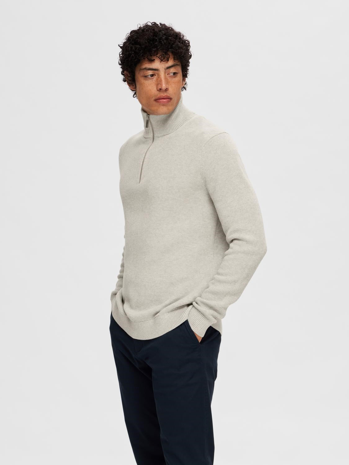 Dane Structure Zip - Light Grey Melange