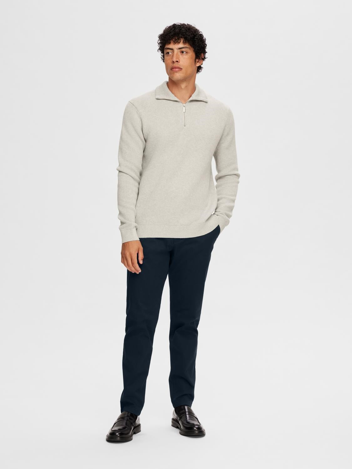Dane Structure Zip - Light Grey Melange