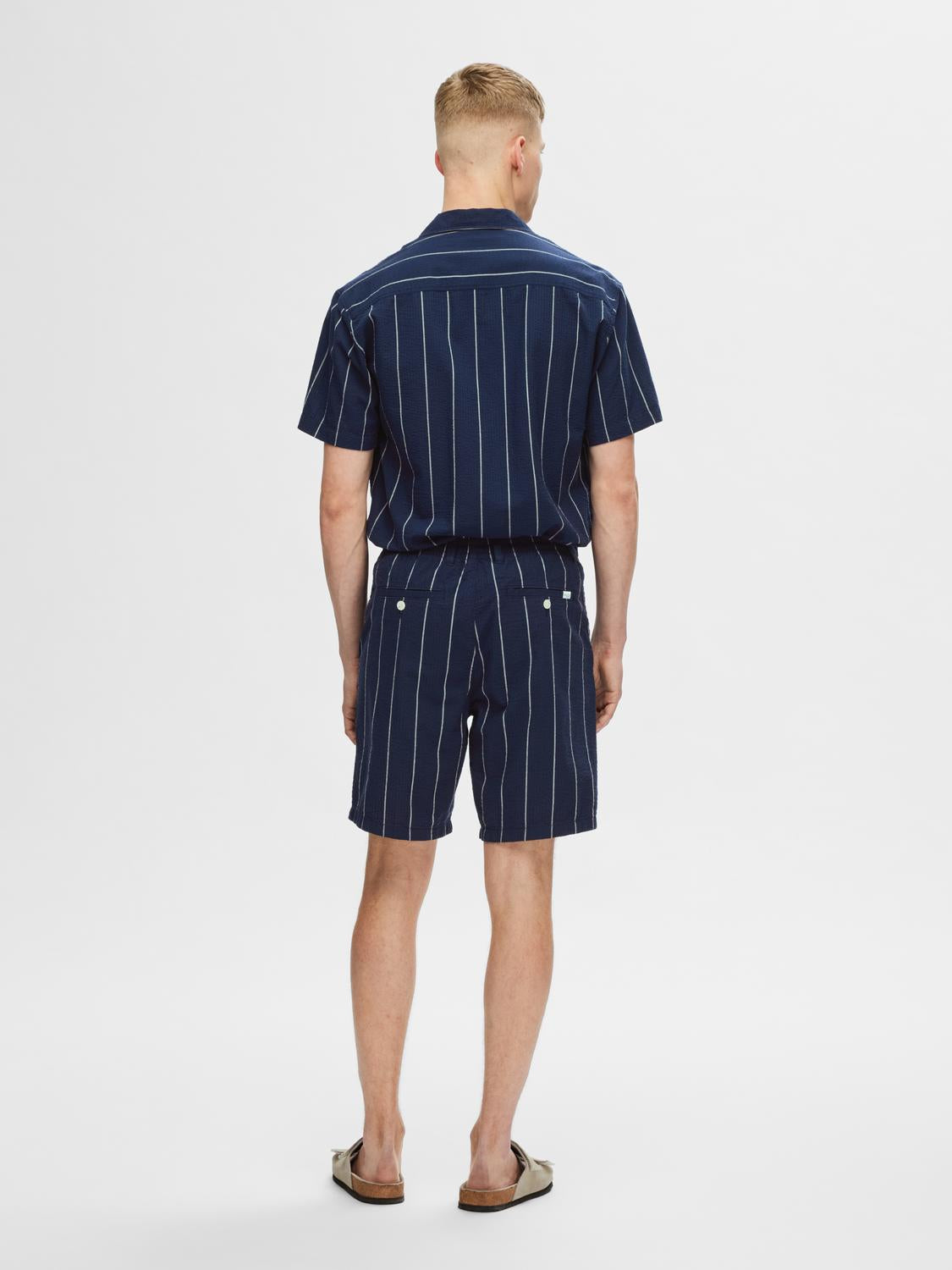 Regular West Shorts Camp - Sky Captain/Bright White Seersucker