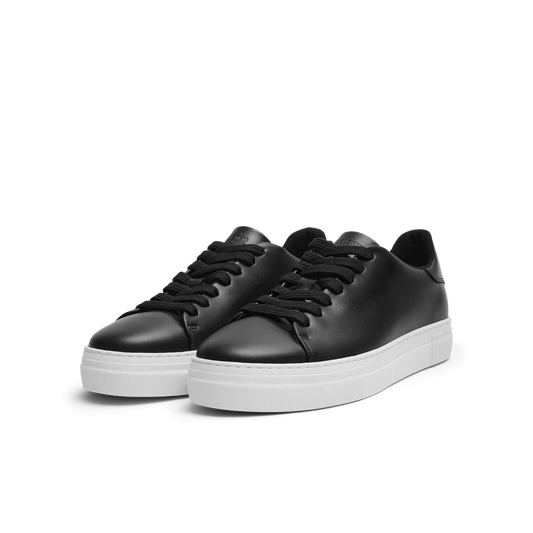 David Chunky Leather Sneaker - Black/White Sole