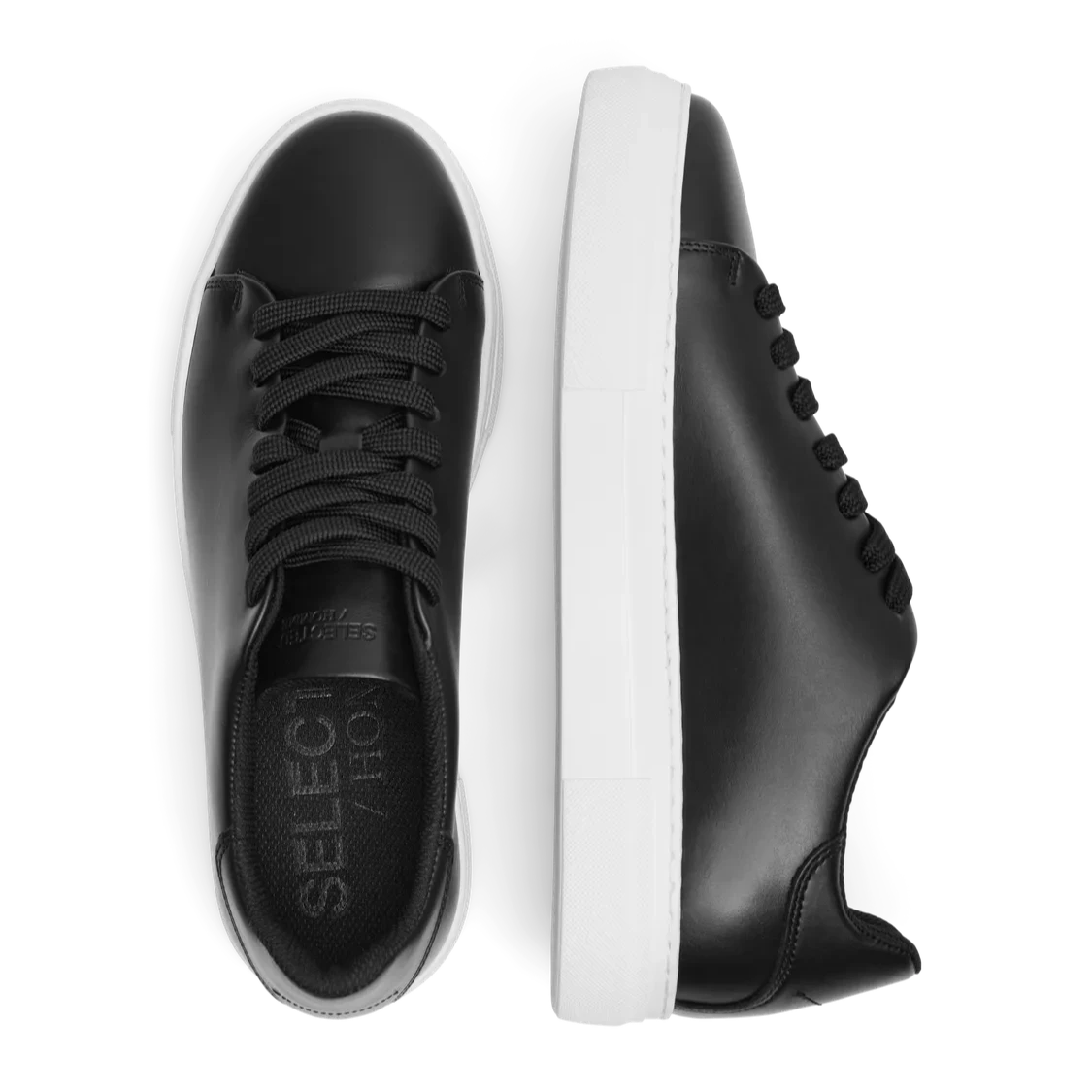 David Chunky Leather Sneaker - Black/White Sole
