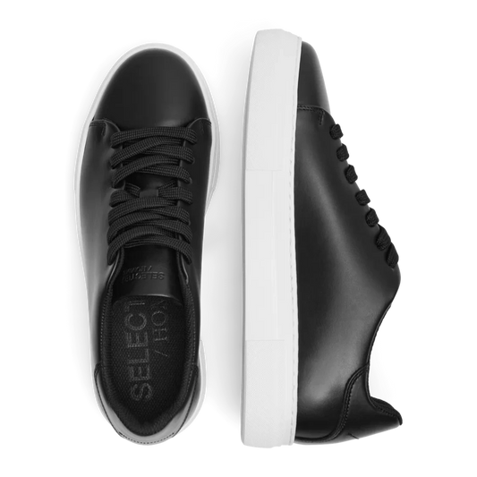 David Chunky Leather Sneaker - Black/White Sole