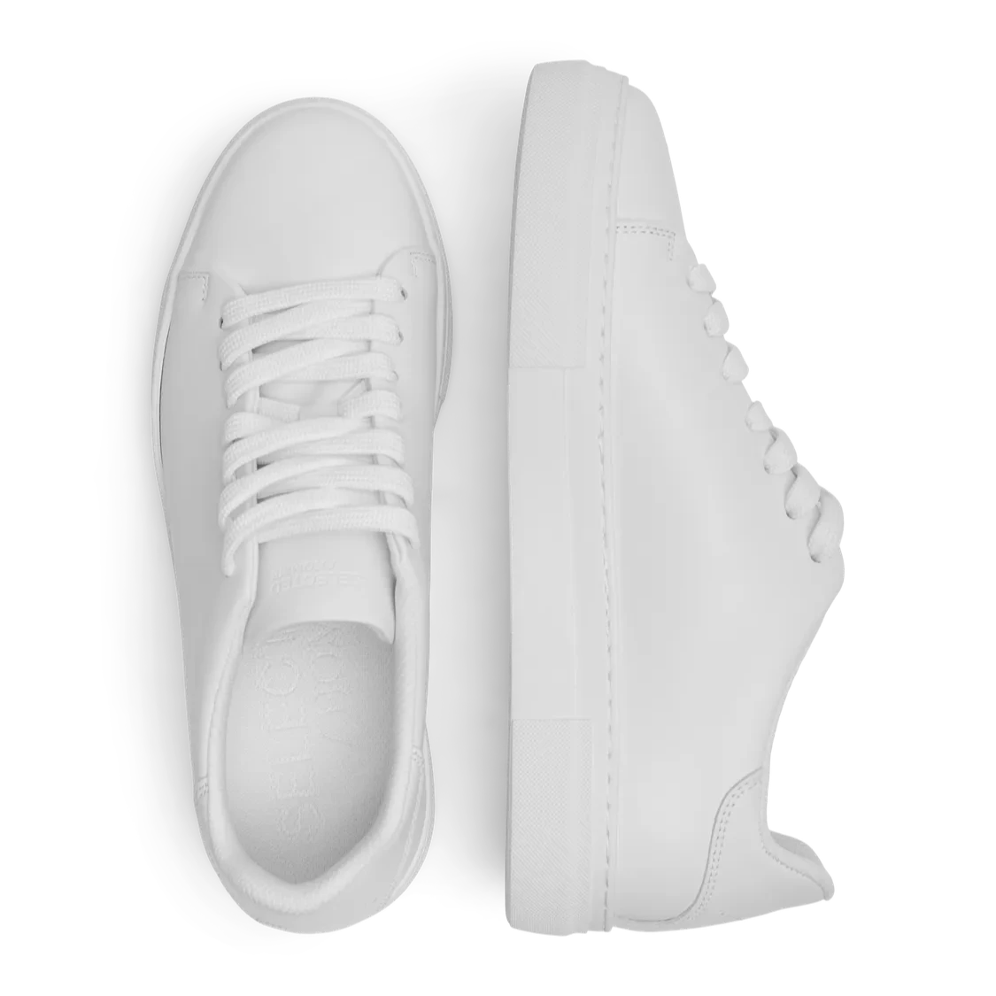 David Chunky Leather Sneaker - White/White sole
