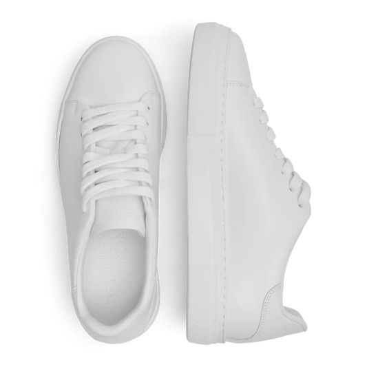 David Chunky Leather Sneaker - White/White sole