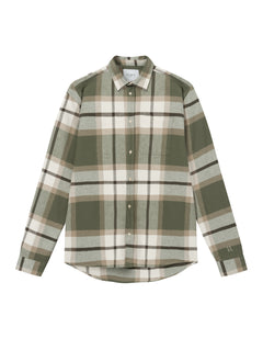Jeremy Check Flannel Shirt - Olive Night/Lead Gray