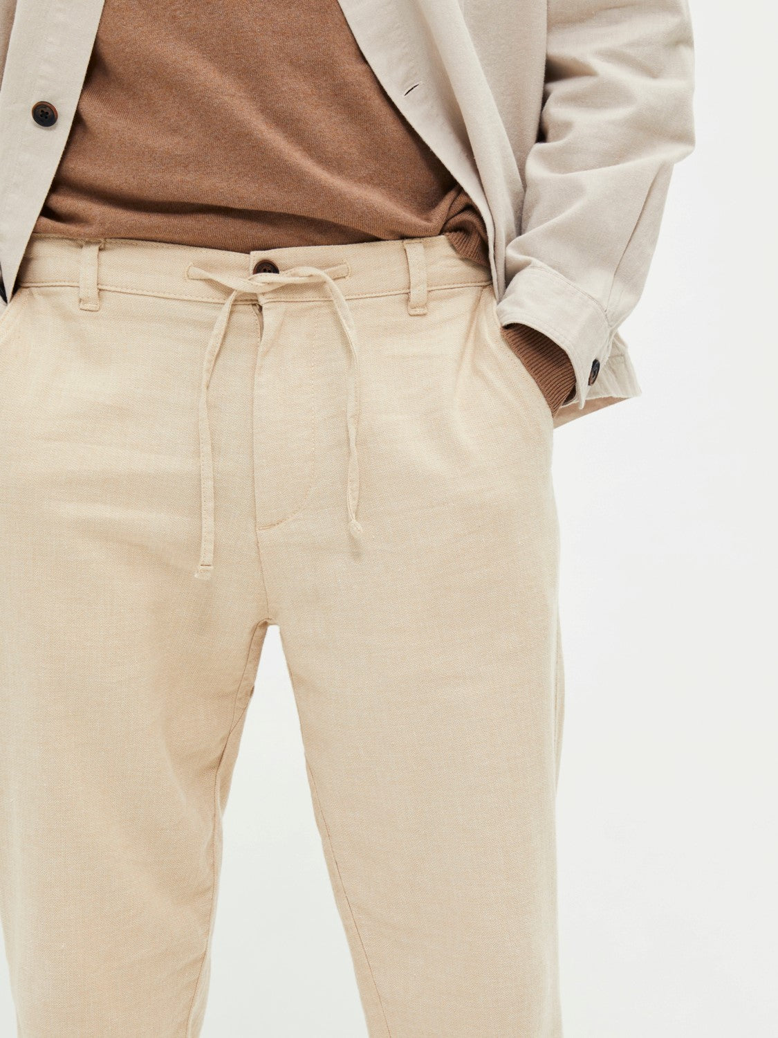Slimtape Brody 172 Linen pant - Incense/Mixed oatmeal