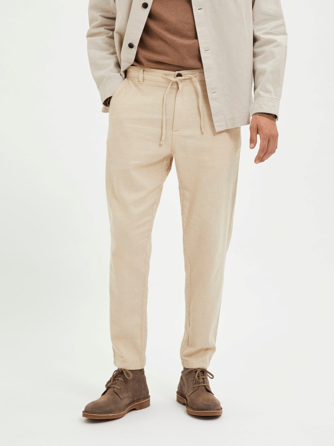 Slimtape Brody 172 Linen pant - Incense/Mixed oatmeal