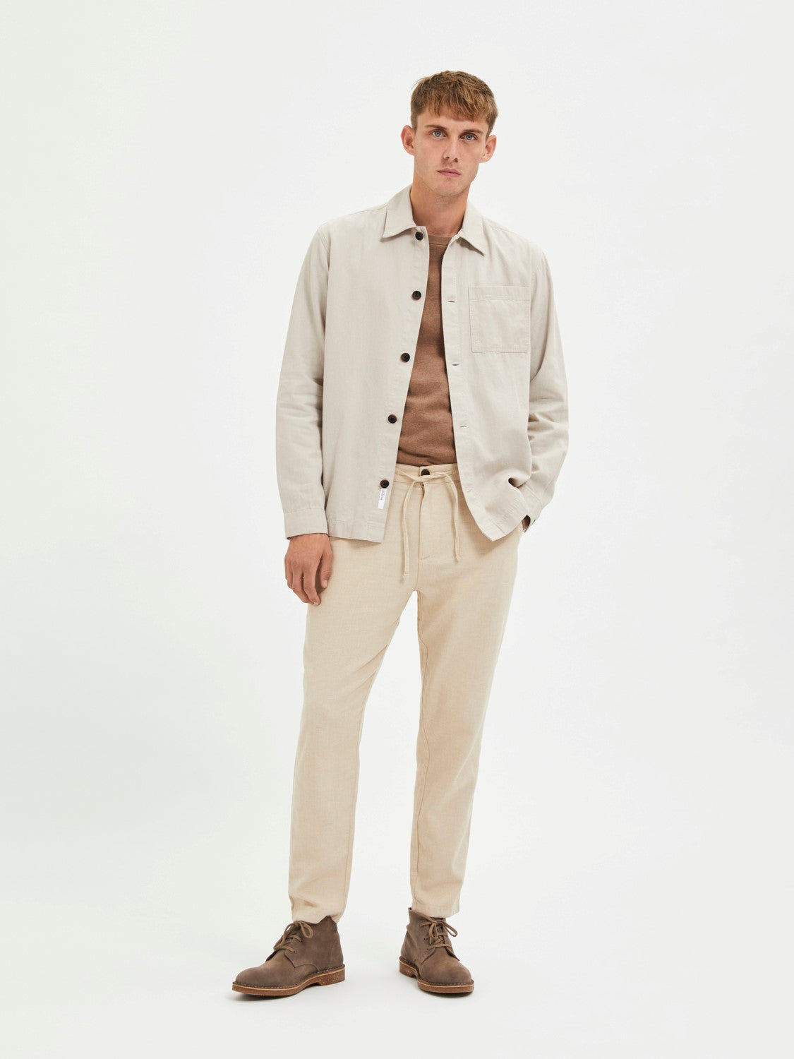 Slimtape Brody 172 Linen pant - Incense/Mixed oatmeal